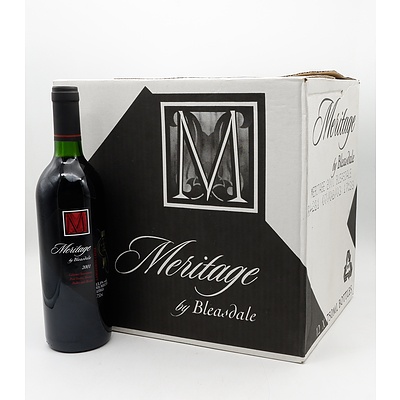 Case of 12x Meritage by Bleasdale 2001 Cabernet Sauvignon, Petit Verdot, Shiraz, Malbee and Merlot 750ml
