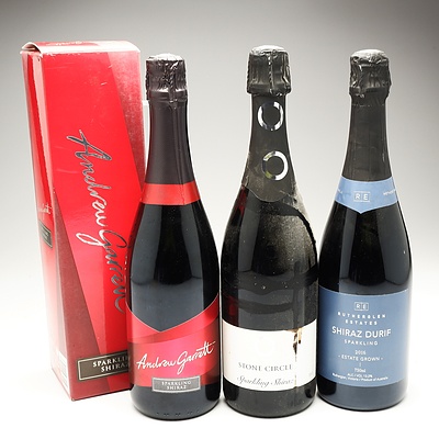 Three 750ml Bottles of Sparkling Shiraz Including Andrew Garret, Rutherglen Estates and Cassegrain