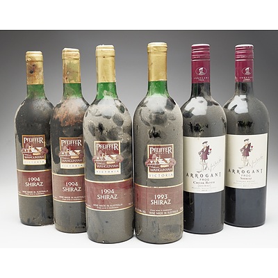 Case of 4x Pfeiffer Wines Shiraz 750ml and 2x Arrogant Frog Shiraz 750ml