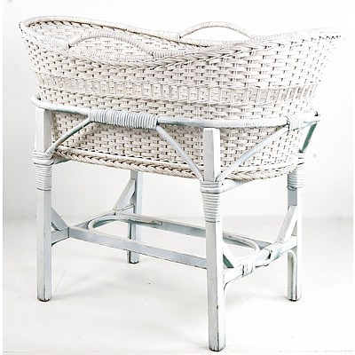 Vintage White Cane Bassinette