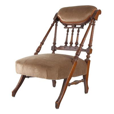 Victorian Mahogany Low Chair in the Aesthetic Movement Style Circa 1890