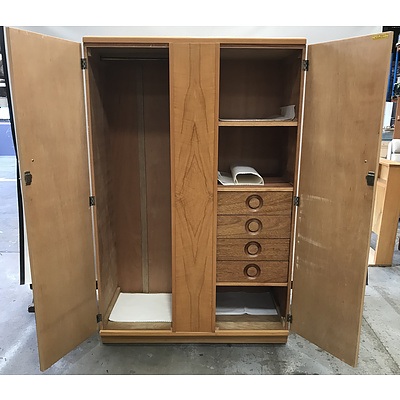 Retro Veneer Wardrobes -Lot Of Two