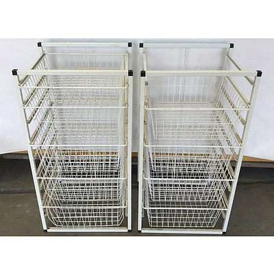 White Wire Storage Drawers -Lot Of Two