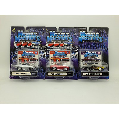 Muscle Machines 1969 Camaro's & 1969 Charger - 1:64 Scale Model Cars - Lot of 2