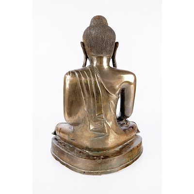 Burmese Mandalay Style Gilt and Red Lacquered Bronze Figure of Buddha Shakyamuni, 19th Century