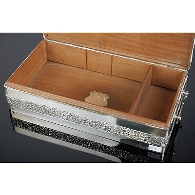 Large Anglo-Indian Silver and Cedar Lined Cigar Box, P Orr Silversmiths Madras