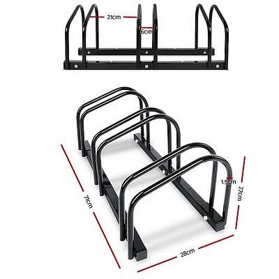 Portable Bike 3 Parking Rack Bicycle Instant Storage Stand - Black