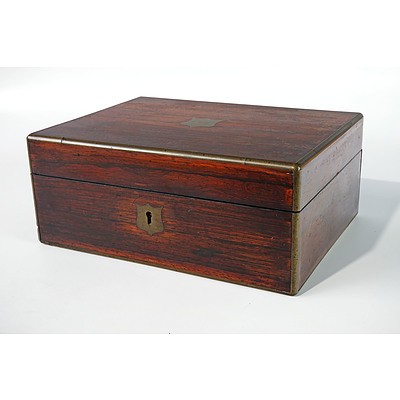 Victorian Brass Bound Rosewood Gentleman's Travel Compendium, with Plaque Engraved Peter Graham