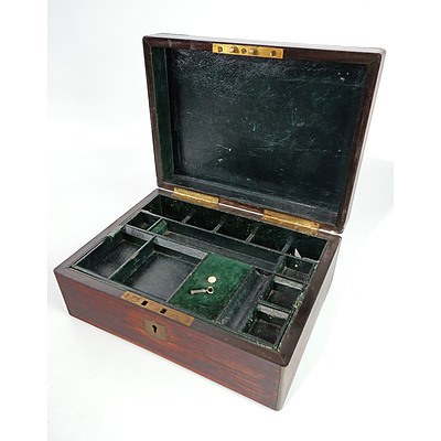 Victorian Brass Bound Rosewood Gentleman's Travel Compendium, with Plaque Engraved Peter Graham