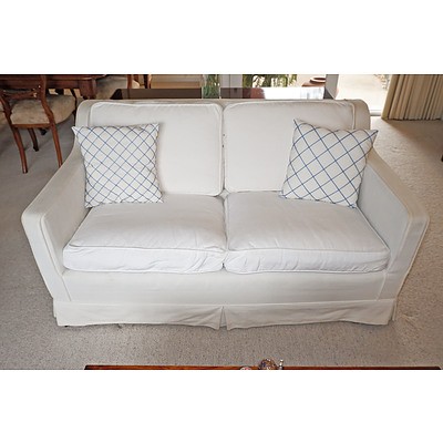Contemporary Two Seater Sofa with Cotton Slip Cover