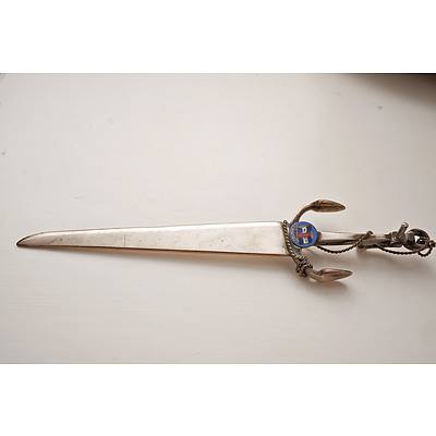 Early Angus & Coote Silver Plate and Enamel Letter Duntroon Opener and a Pace Stick