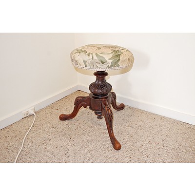 Victorian Mahogany Revolving Piano Stool, Circa 1880