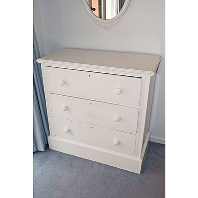 Antique White Painted Kauri Pine Chest of Drawers