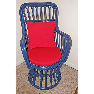 Vintage Painted Cane Armchair