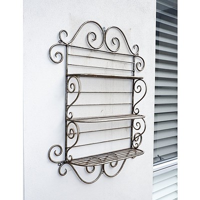 Heavy Polished Wrought Iron Hanging Shelf