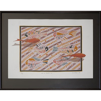 Lin Onus (1948-1996, Yorta Yorta, Wiradjuri language group), Koi at Sankei-En 1989, Screenprint