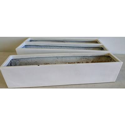 76cm White Fiberglass Desk/Bench Top Planter Troughs - Lot of Three