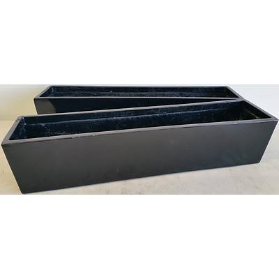 76cm Black Fiberglass Desk/Bench Top Planter Troughs - Lot of Two