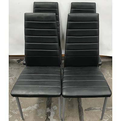 Zara Chair Black Faux Leather Dining Chairs -Set Of Four