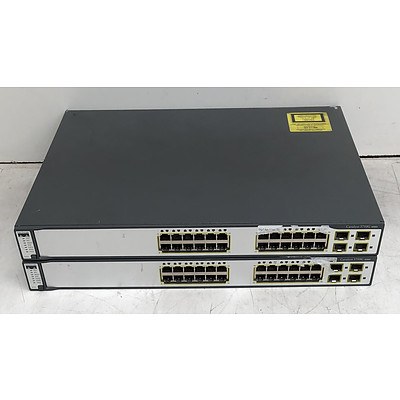 Cisco Catalyst (WS-C3750G-24TS-S1U V03) 3750G Series 24-Port Gigabit Managed Switch - Lot of Two