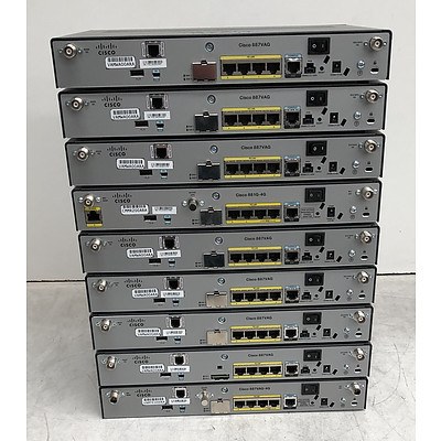 Cisco Assorted 800 Series Routers - Lot of Nine