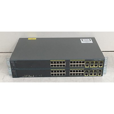 Cisco Catalyst (WS-C2960G-24TC-L) 2960G Series 24-Port Gigabit Managed Switch - Lot of Two
