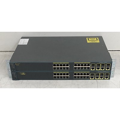 Cisco Catalyst (WS-C2960G-24TC-L) 2960G Series 24-Port Gigabit Managed Switch - Lot of Two