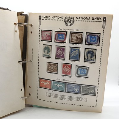 1972 United Nations Stamp Album with Additional Stamps and Book