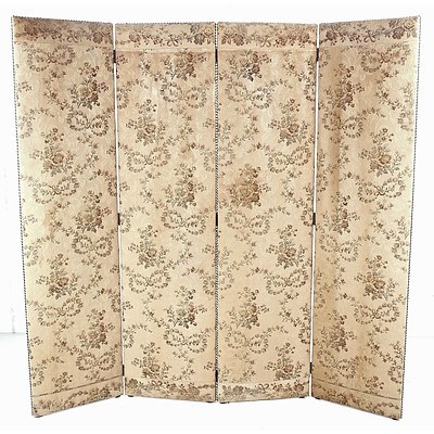 Vintage Tapestry Upholstered Fourfold Screen