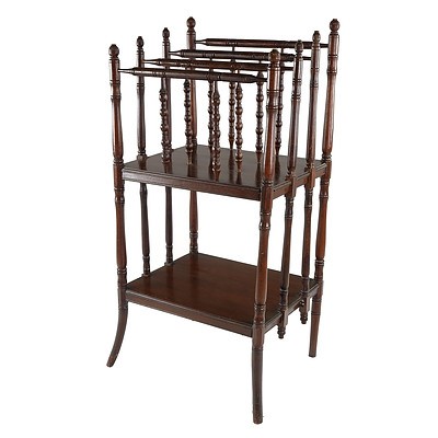 Antique Continental Stained Beech Music or Newspaper Stand, Early 20th Century