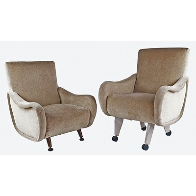 Pair of Vintage Marco Zanuso "Lady Chairs", Legs Replaced