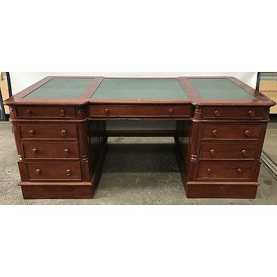 Large Reproduction Cedar Twin Pedestal Partners desk