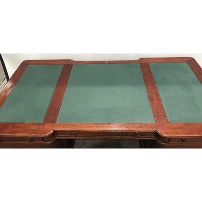 Large Reproduction Cedar Twin Pedestal Partners desk