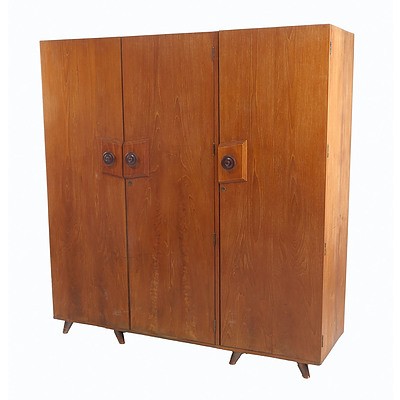 Sri Lankan Modernist Three Door Wardrobe, Terry Jonklaas Commission Circa 1948