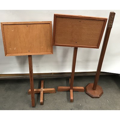 1960's Notice Board Stands -Lot Of Three