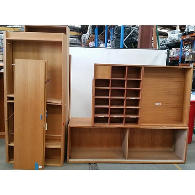 Three Bookshelves, Credenza and Pigeon Hole Unit