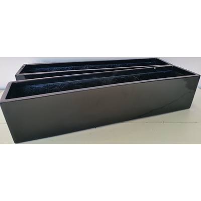 76cm Black Fiberglass Desk/Bench Top Planter Troughs - Lot of Two