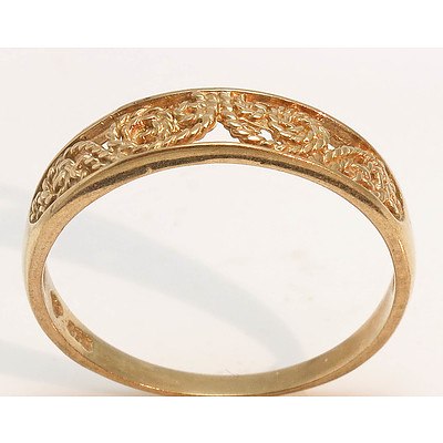 9ct Gold Filigree Pattern Ring