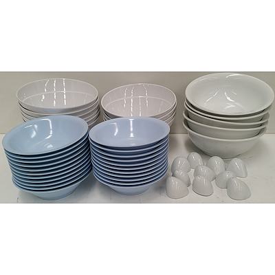 Commercial Plates, Bowls and Salt/Pepper Shakers - Lot of 107 - New