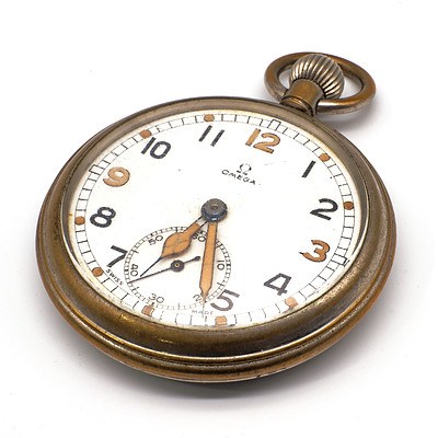 Omega Defence Issue Nickel Cased Pocket Watch with Broad Arrow Mark