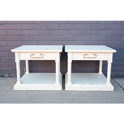 Pair of White Painted Bedside Tables