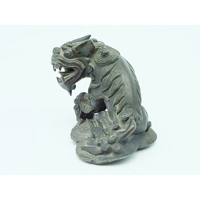 Antique Chinese Bronze Model of a Buddhist Lion, Qing Dynasty