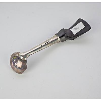Unusual American Modernist Sterling Silver and Ebony Condiment Spoon