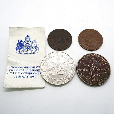 Establishment of the ACT Government 1989, Western Samoa Independence 1976 Coin, 1952 Penny and 1962 Penny