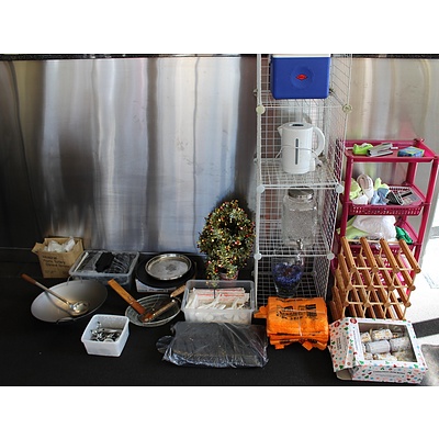 Wok, Wine Rack, Mesh Storage Rack, Vase, Ornaments, Decorations, Plastic Spoons, Straws, Fabric Cloths and More