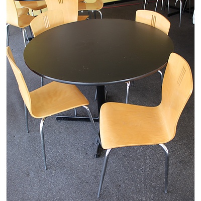 1050mm Restaurant Tables and Six Chairs - Lot of Four Sets