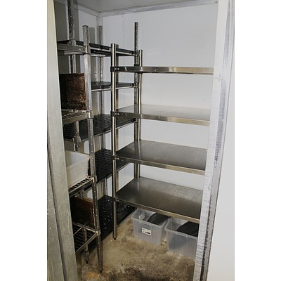 600mm, 900mm and  1200mm Stainless Steel Coolroom Shelving Units - Lot of Three