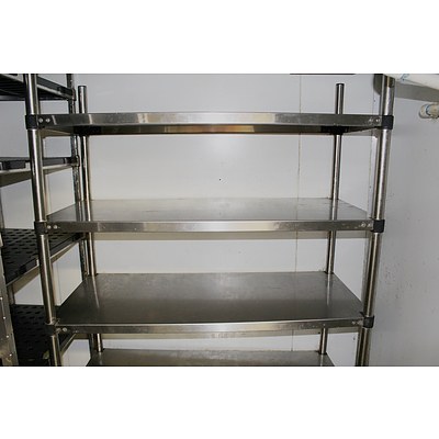 600mm, 900mm and  1200mm Stainless Steel Coolroom Shelving Units - Lot of Three