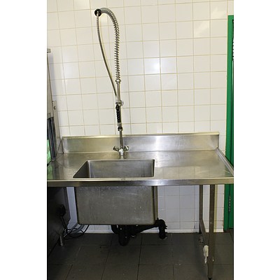 Stainless Steel Bench With Sink and Rinse Tap