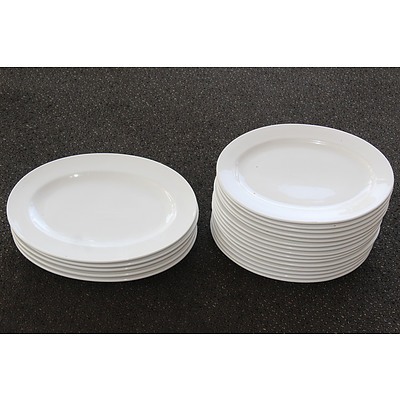 Two Bays of Shelving with Crockery, Cutlery and Glassware